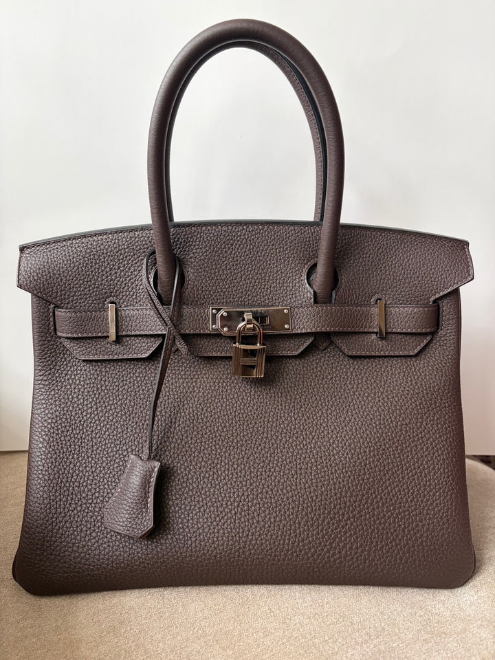Hermès Birkin 30 Ebene / Gold Verso Togo Leather with Palladium