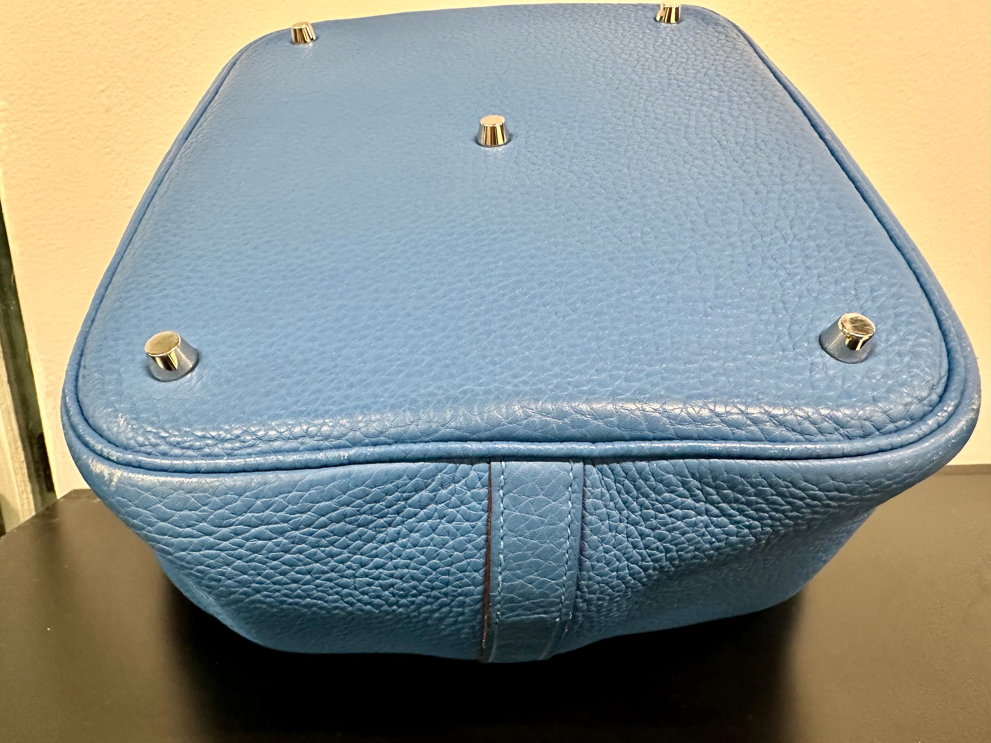 Hermès Picotin Lock GM 26 Blue Leather with Palladium Hardware