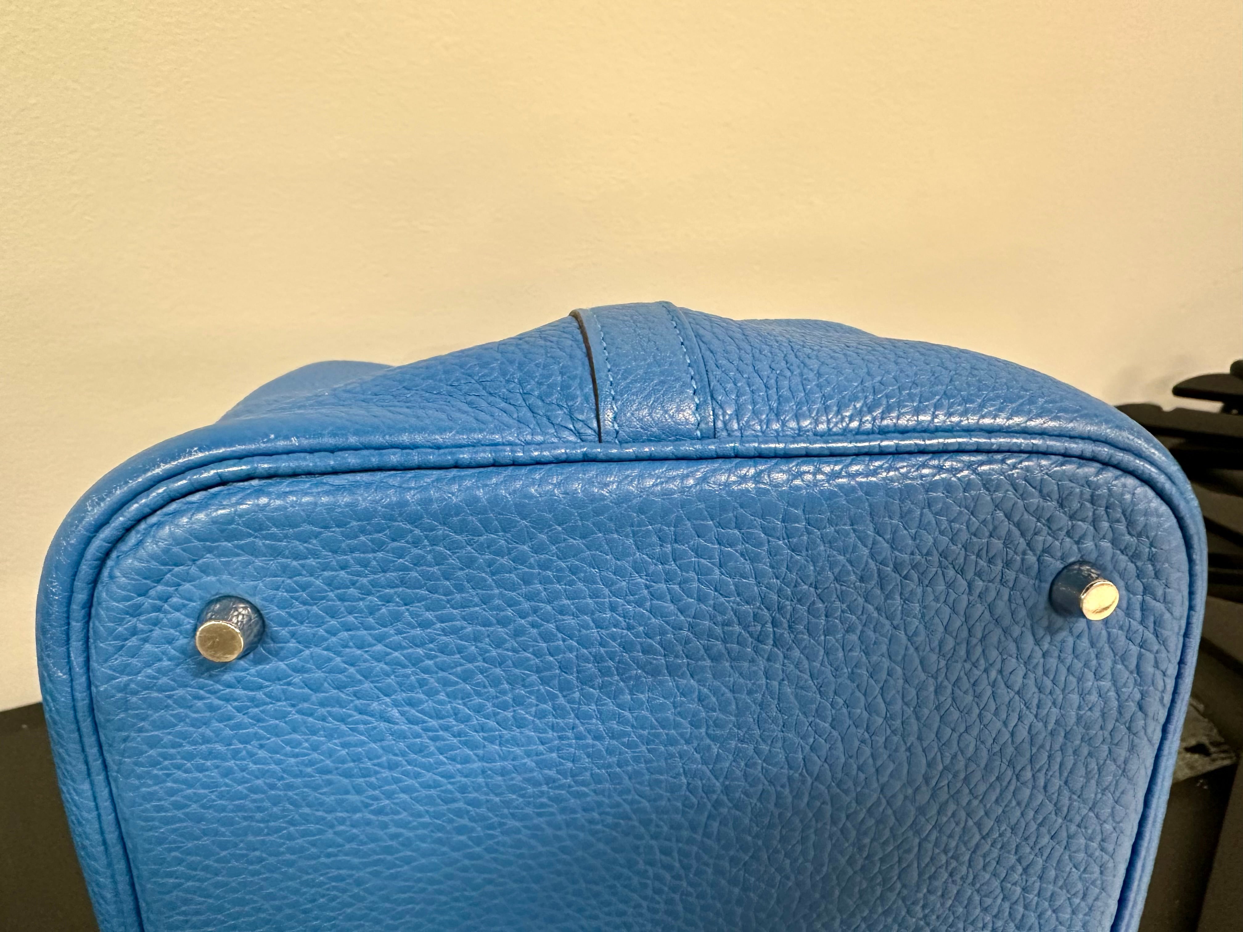 Hermès Picotin Lock GM 26 Blue Leather with Palladium Hardware