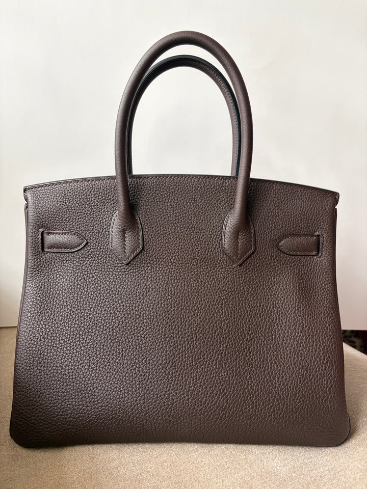 Hermès Birkin 30 Ebene / Gold Verso Togo Leather with Palladium