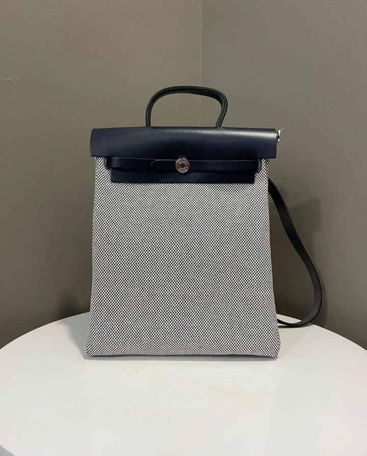 Hermès Herbag Backpack Ecru/Noir/Bleu Indigo