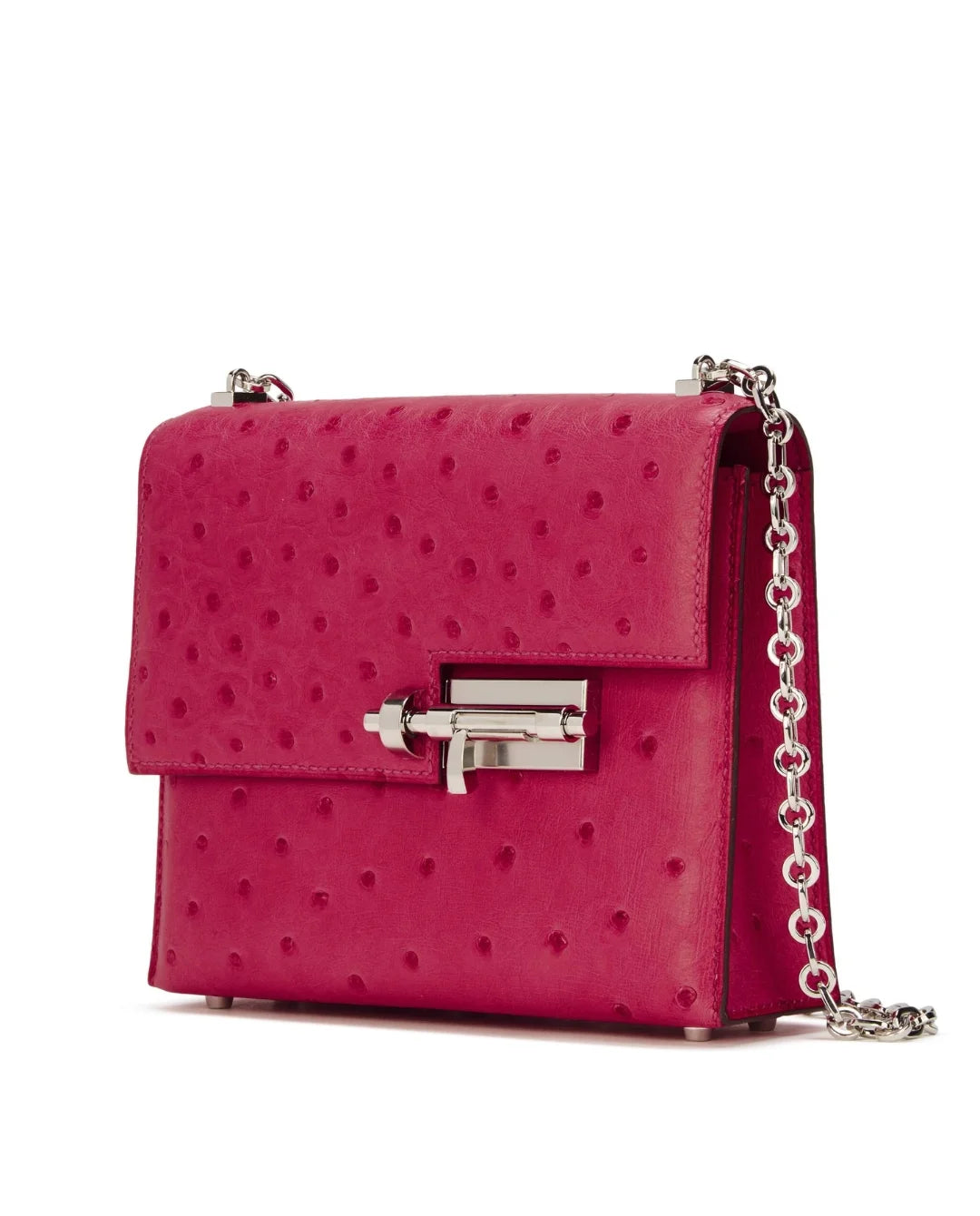 Hermès Ostrich Mini Verrou Chaine Rose Pourpre