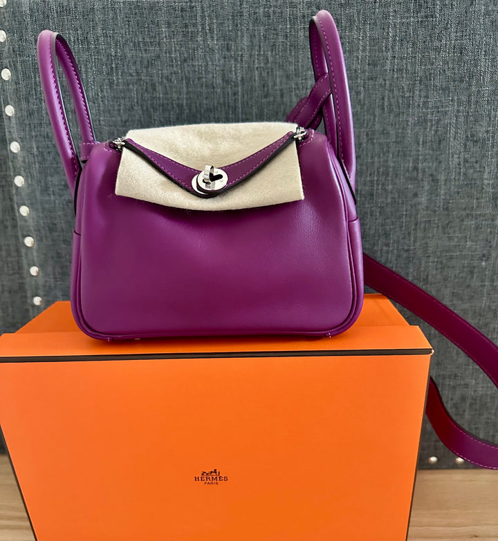 Hermès Mini Lindy Anemone PHW