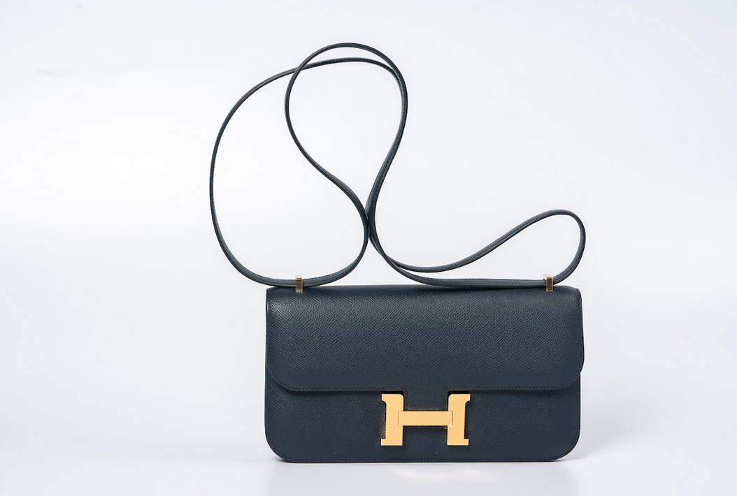 Hermès Constance 1-Elan Epsom Leather Indigo Blue with Rose Gold Hardware New