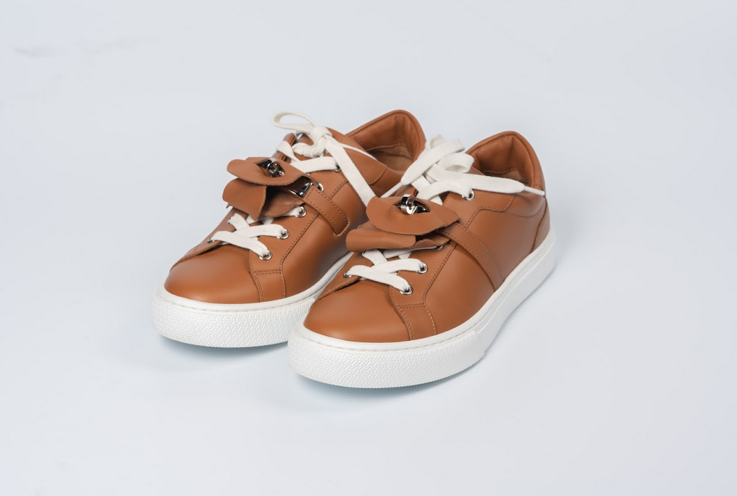 Hermès Day Sneakers Calfskin Leather Gold with Palladium Hardware