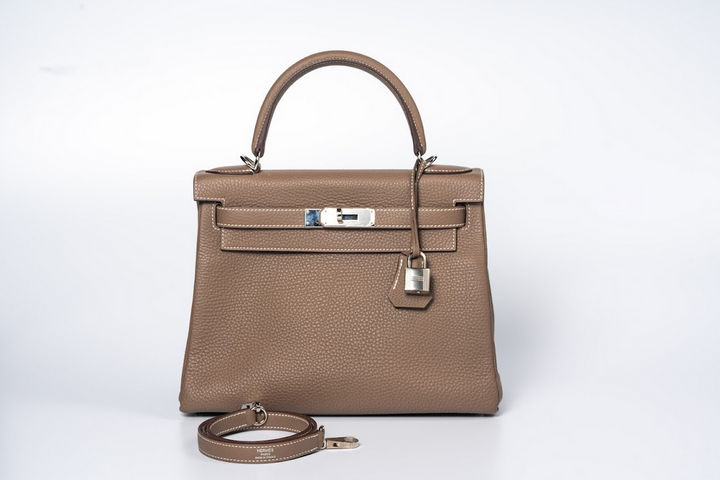 Hermès Kelly 28 Retourne Togo Etoupe with Palladium Hardware (Horseshoe Stamp, SO – Special Order À la Carte)