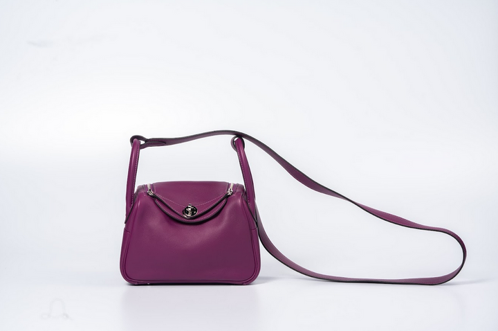 Hermès Mini Lindy 20 Anemone Swift Leather with Palladium Hardware