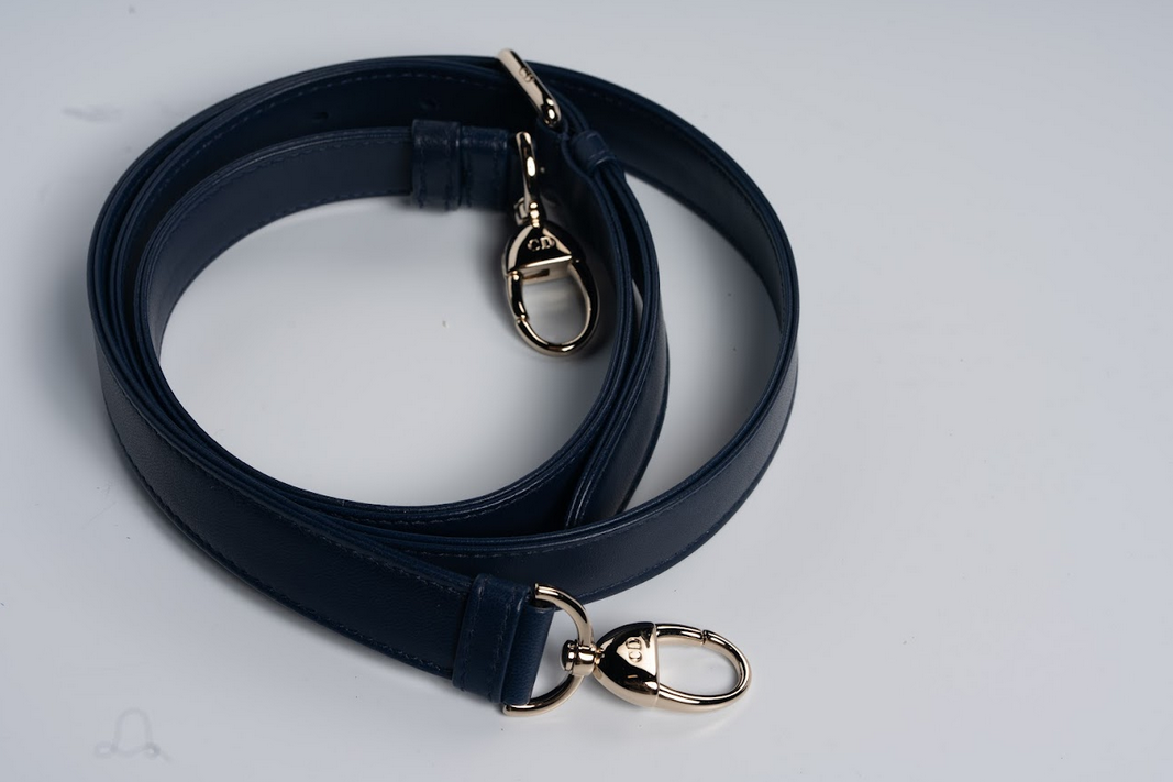 Christian Dior Lady Dior Medium Cannage Lambskin Navy Blue with Gold Hardware