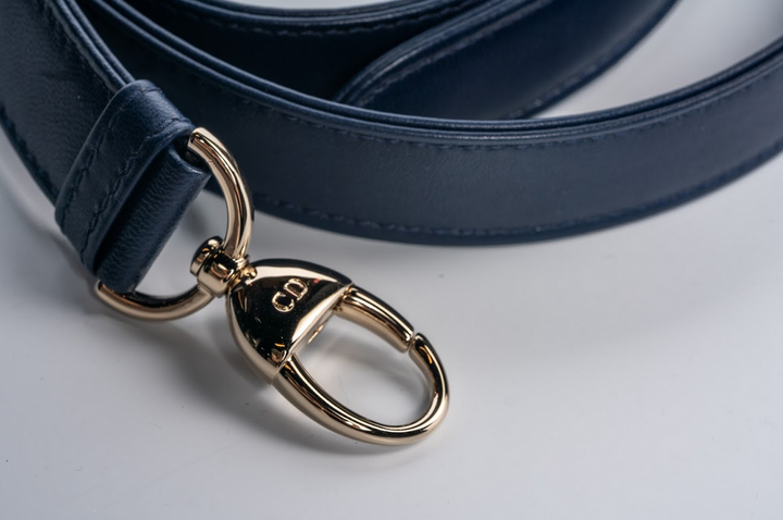 Christian Dior Lady Dior Medium Cannage Lambskin Navy Blue with Gold Hardware