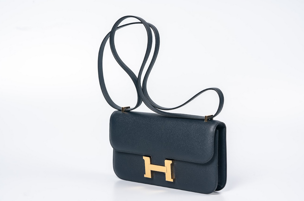 Hermès Constance 1-Elan Epsom Leather Indigo Blue with Rose Gold Hardware New