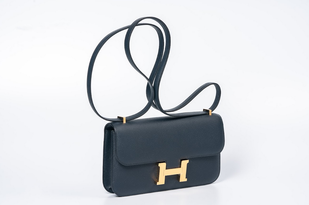 Hermès Constance 1-Elan Epsom Leather Indigo Blue with Rose Gold Hardware New