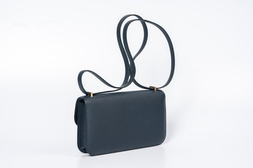 Hermès Constance 1-Elan Epsom Leather Indigo Blue with Rose Gold Hardware New