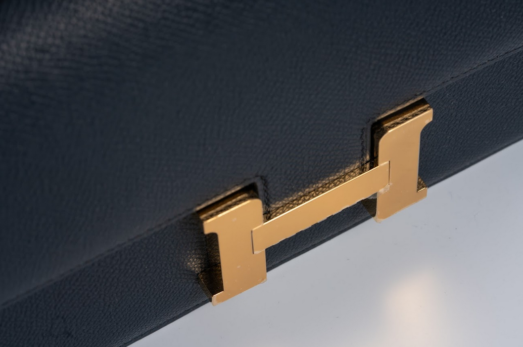Hermès Constance 1-Elan Epsom Leather Indigo Blue with Rose Gold Hardware New