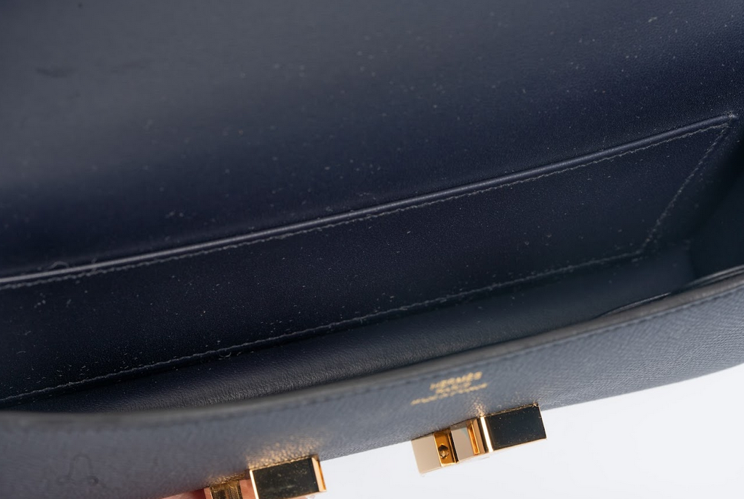 Hermès Constance 1-Elan Epsom Leather Indigo Blue with Rose Gold Hardware New