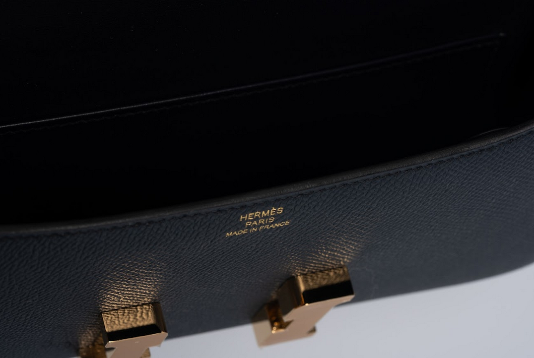 Hermès Constance 1-Elan Epsom Leather Indigo Blue with Rose Gold Hardware New