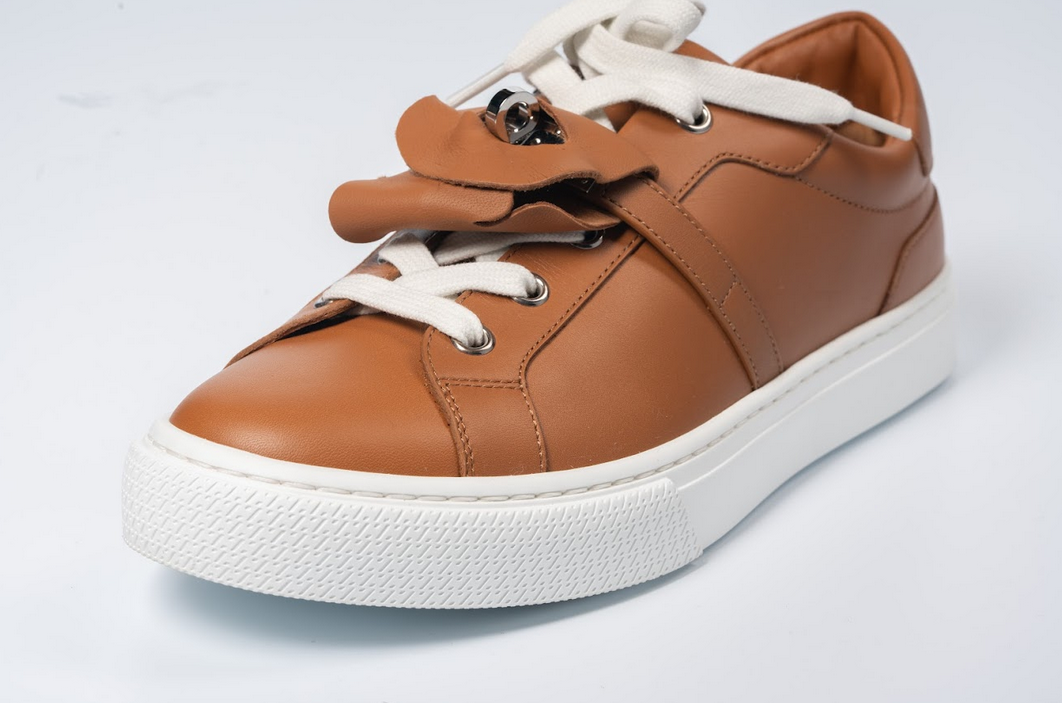 Hermès Day Sneakers Calfskin Leather Gold with Palladium Hardware