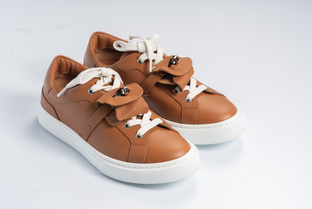 Hermès Day Sneakers Calfskin Leather Gold with Palladium Hardware
