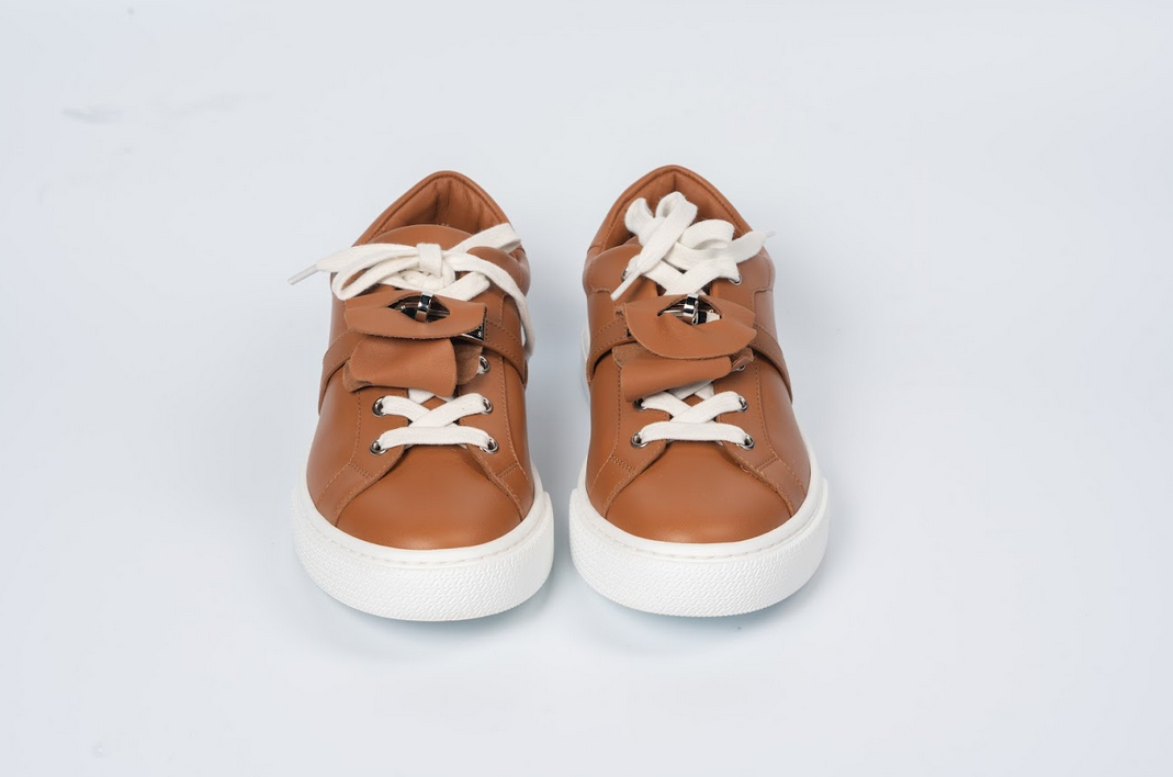 Hermès Day Sneakers Calfskin Leather Gold with Palladium Hardware