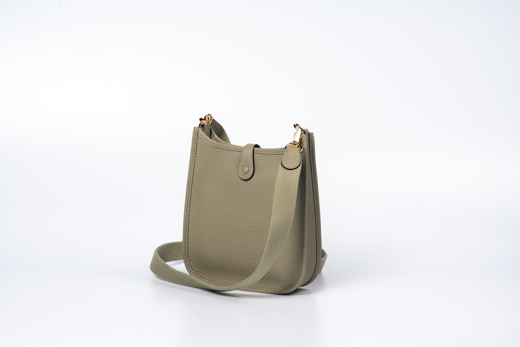 Hermès Evelyne TPM Clemence Leather Sauge with Gold Hardware New