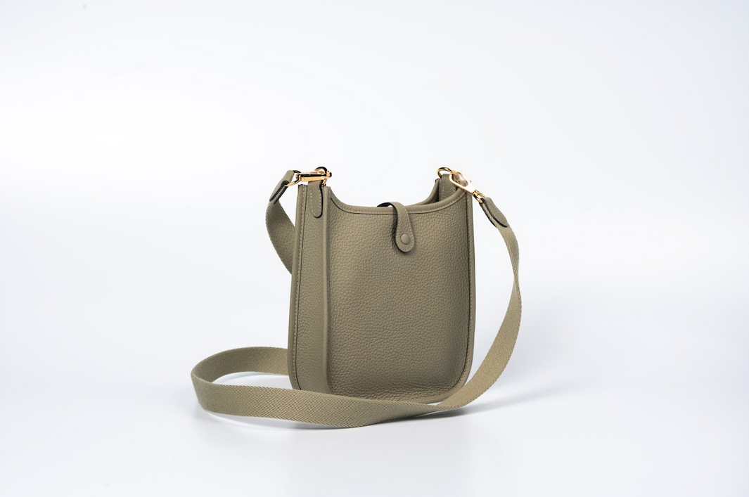 Hermès Evelyne TPM Clemence Leather Sauge with Gold Hardware New