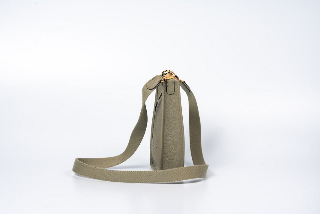 Hermès Evelyne TPM Clemence Leather Sauge with Gold Hardware New