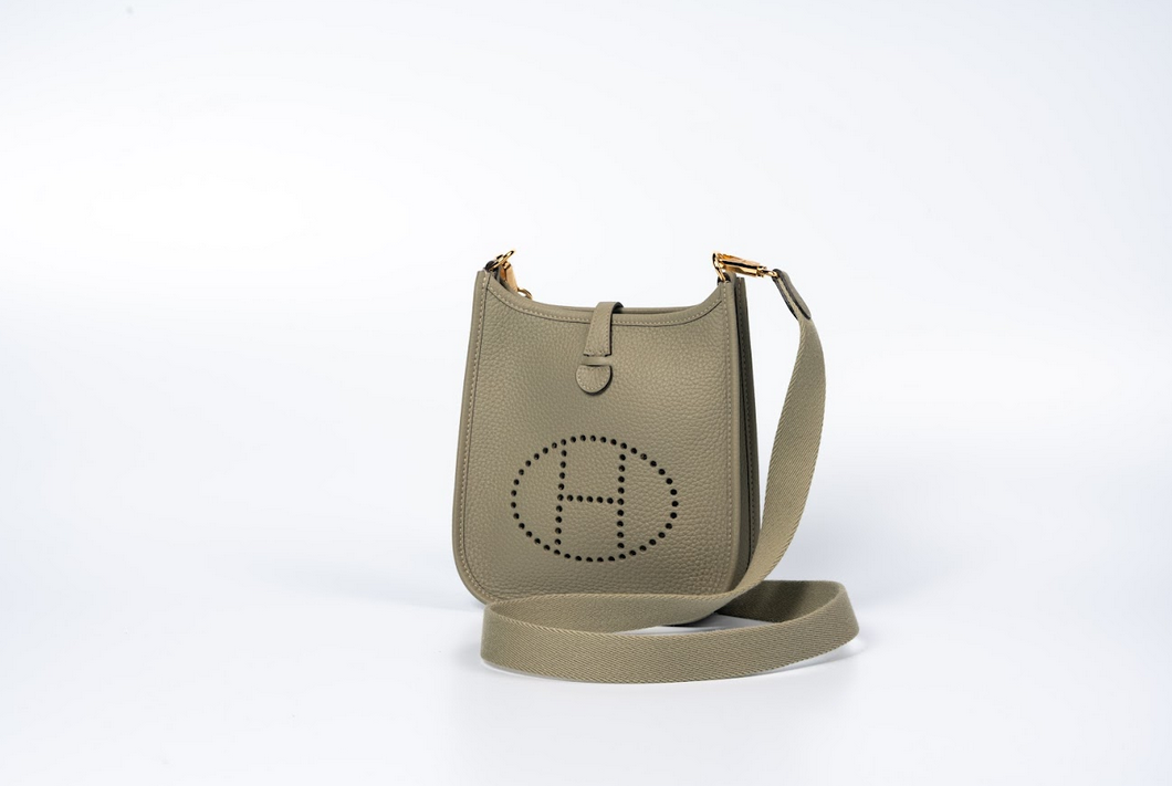 Hermès Evelyne TPM Clemence Leather Sauge with Gold Hardware New