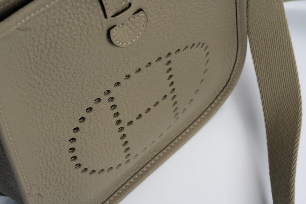 Hermès Evelyne TPM Clemence Leather Sauge with Gold Hardware New