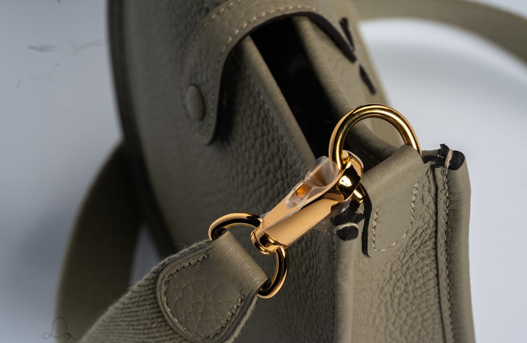 Hermès Evelyne TPM Clemence Leather Sauge with Gold Hardware New