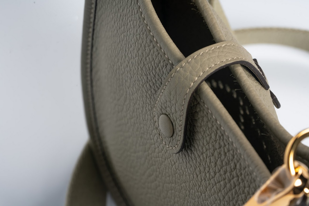 Hermès Evelyne TPM Clemence Leather Sauge with Gold Hardware New