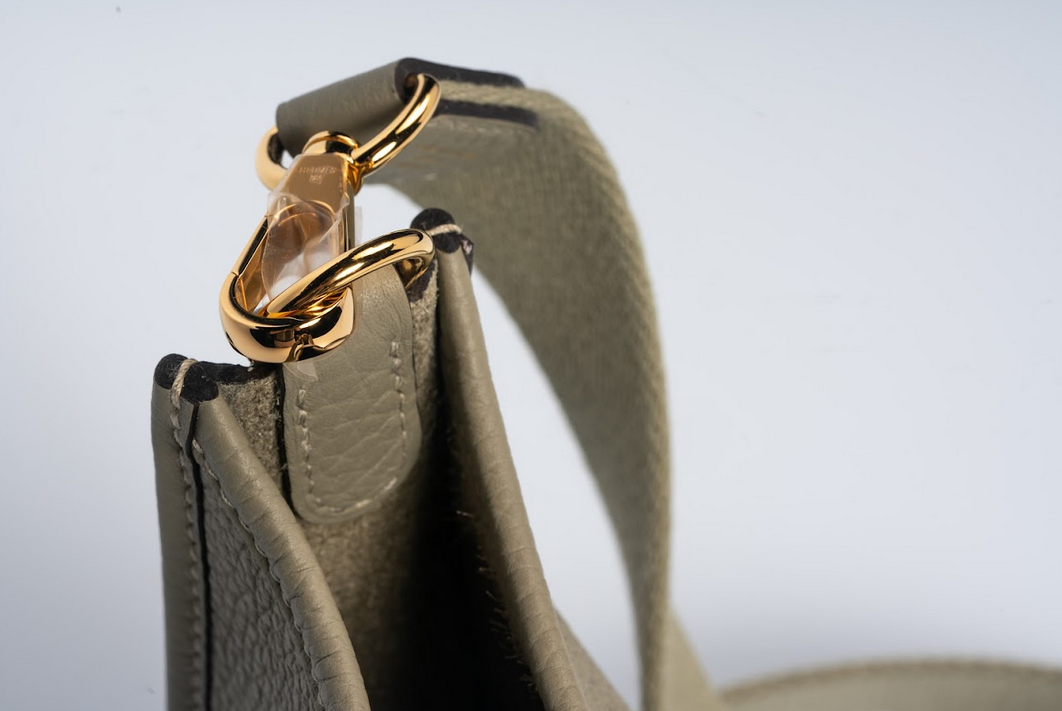 Hermès Evelyne TPM Clemence Leather Sauge with Gold Hardware New