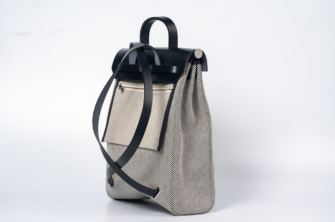 Hermès Herbag à Dos Zip Backpack Toile H Noir / Écru with Palladium Hardware