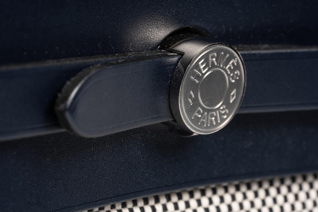 Hermès Herbag à Dos Zip Backpack Toile H Noir / Écru with Palladium Hardware