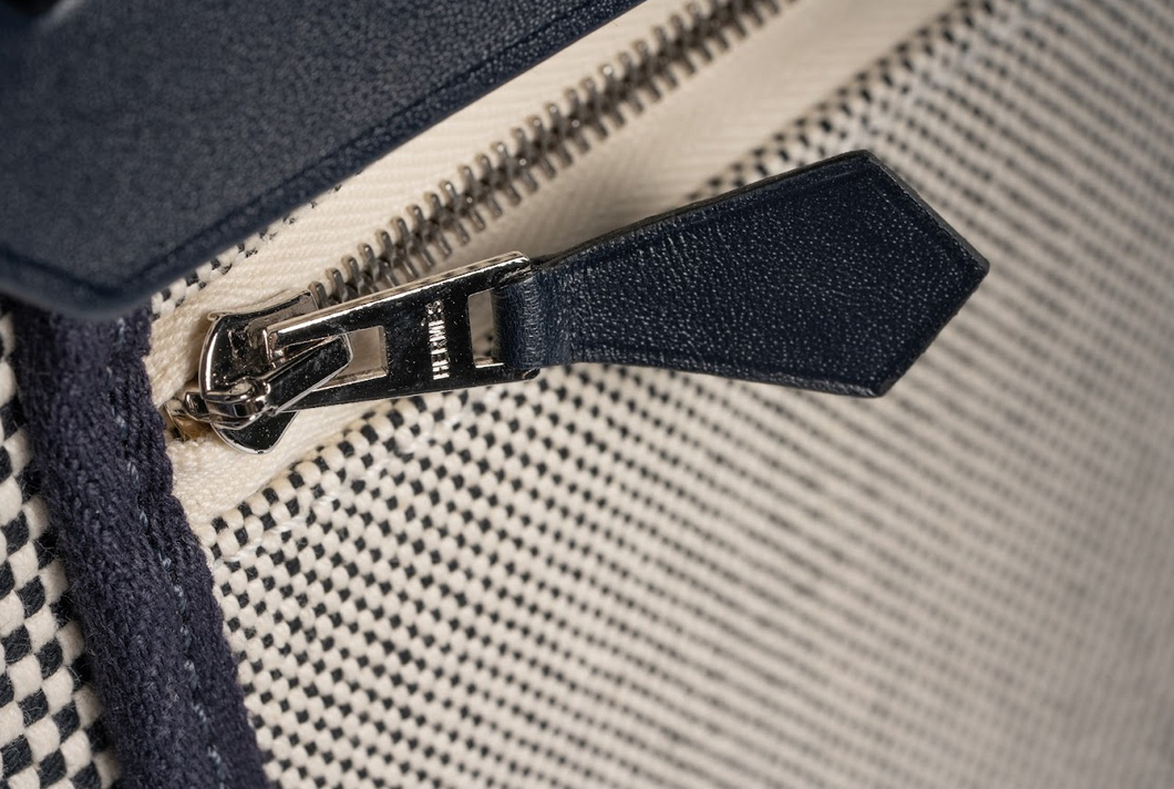 Hermès Herbag à Dos Zip Backpack Toile H Noir / Écru with Palladium Hardware