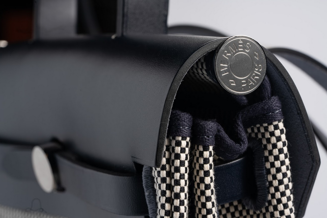 Hermès Herbag à Dos Zip Backpack Toile H Noir / Écru with Palladium Hardware