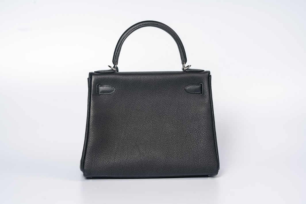 Hermès Kelly 28 Retourne Togo Black Palladium Hardware Top Handle Shoulder Bag