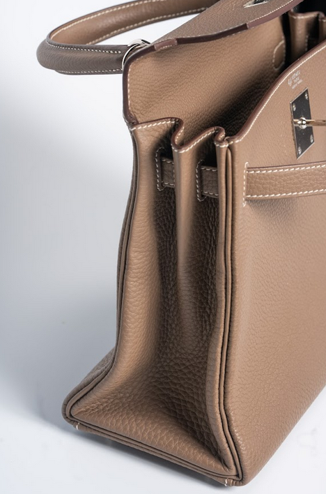 Hermès Kelly 28 Retourne Togo Etoupe with Palladium Hardware (Horseshoe Stamp, SO – Special Order À la Carte)