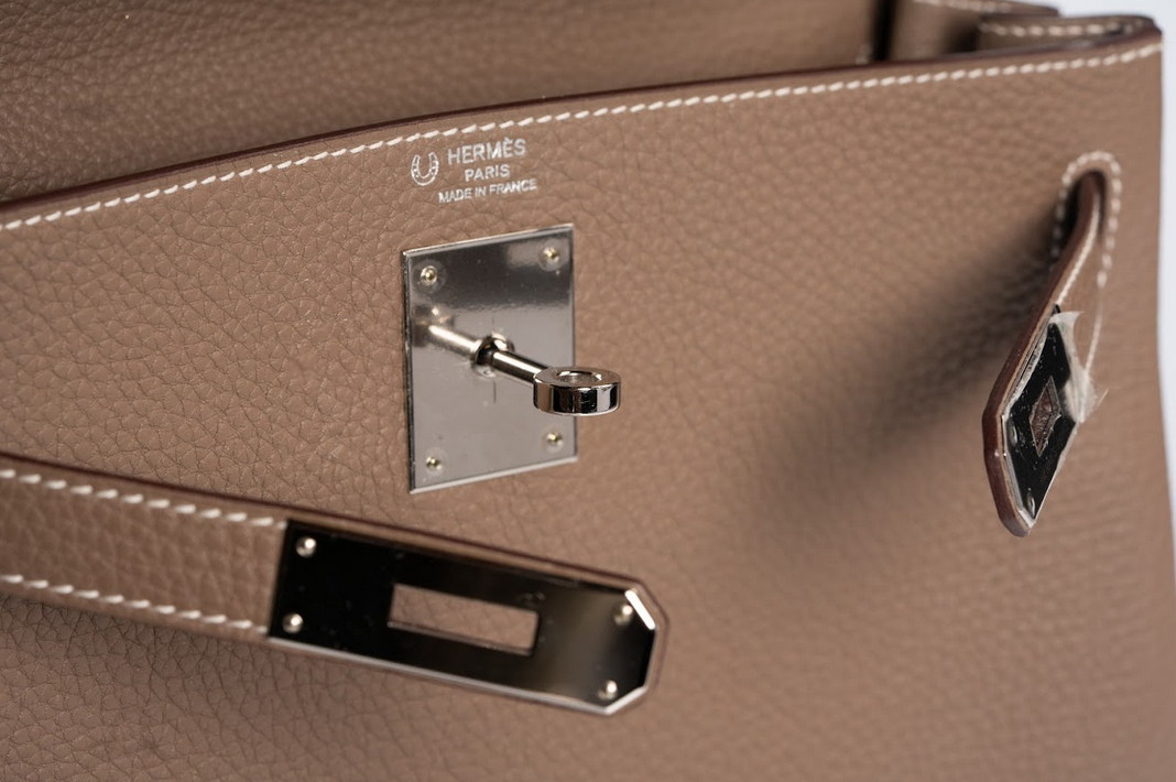 Hermès Kelly 28 Retourne Togo Etoupe with Palladium Hardware (Horseshoe Stamp, SO – Special Order À la Carte)