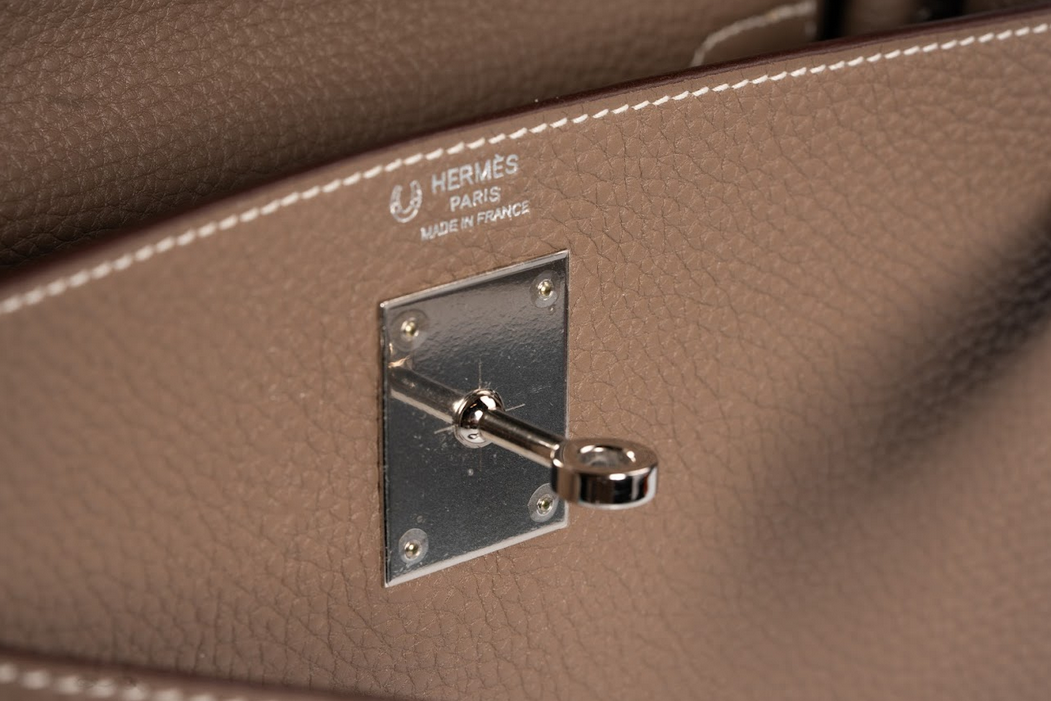 Hermès Kelly 28 Retourne Togo Etoupe with Palladium Hardware (Horseshoe Stamp, SO – Special Order À la Carte)