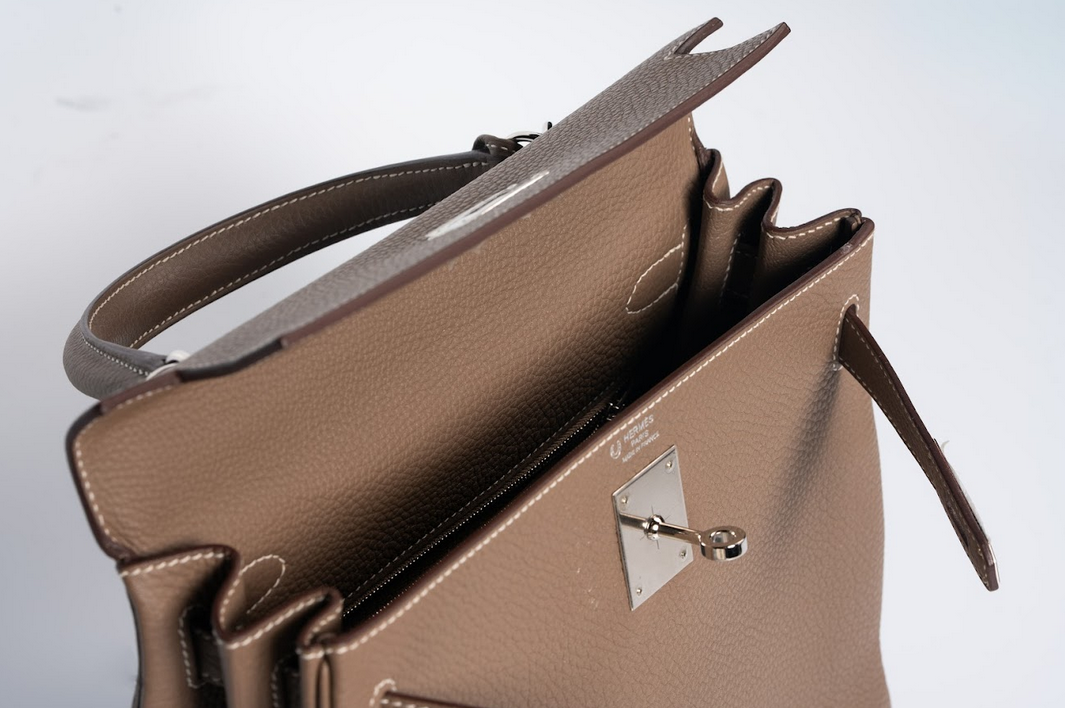 Hermès Kelly 28 Retourne Togo Etoupe with Palladium Hardware (Horseshoe Stamp, SO – Special Order À la Carte)