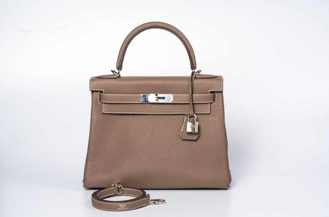 Hermès Kelly 28 Retourne Togo Etoupe with Palladium Hardware (Horseshoe Stamp, SO – Special Order À la Carte)