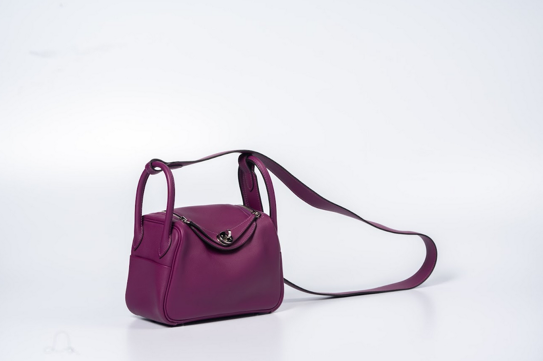 Hermès Mini Lindy 20 Anemone Swift Leather with Palladium Hardware