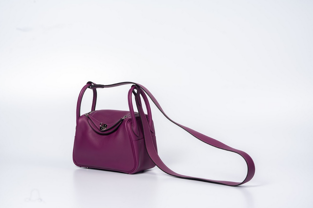 Hermès Mini Lindy 20 Anemone Swift Leather with Palladium Hardware