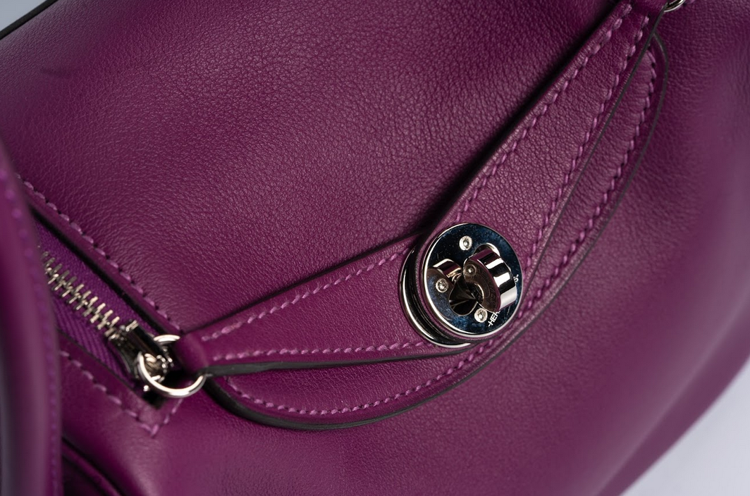 Hermès Mini Lindy 20 Anemone Swift Leather with Palladium Hardware
