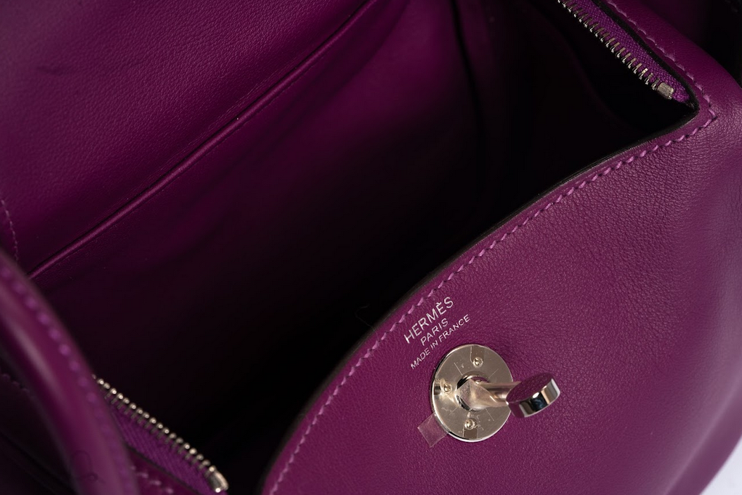 Hermès Mini Lindy 20 Anemone Swift Leather with Palladium Hardware