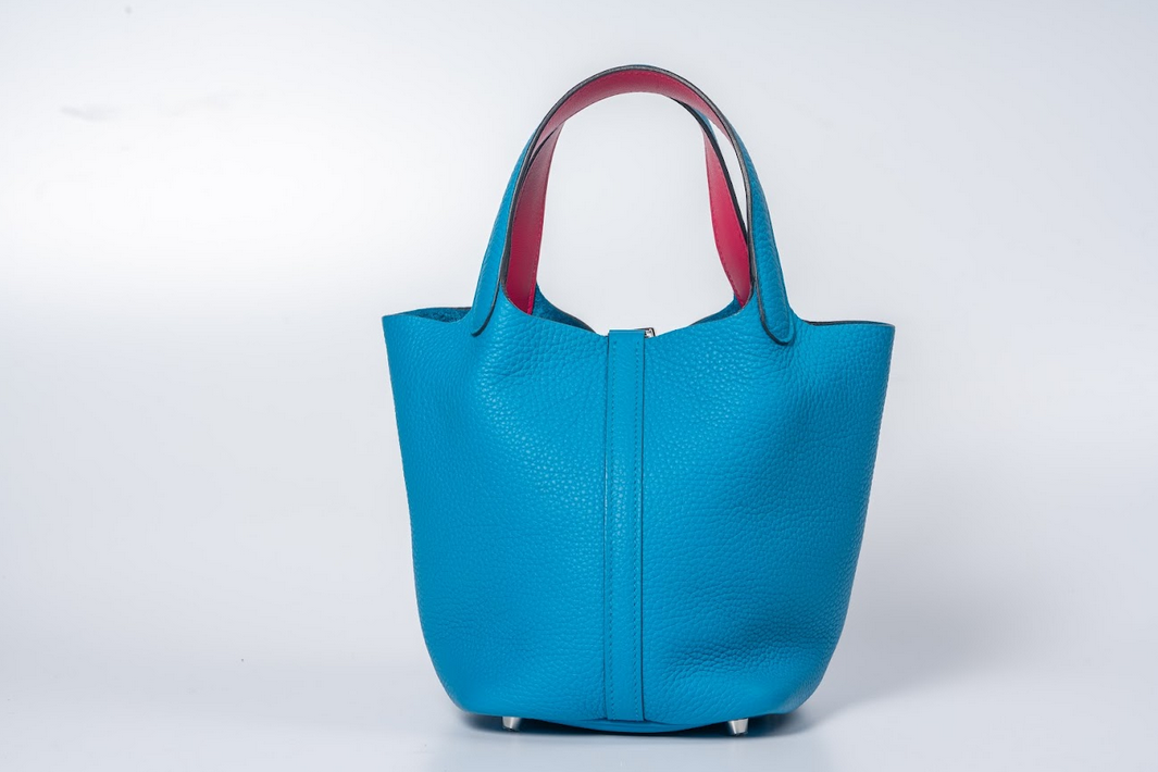 Hermès Picotin Lock 18 Éclat Taurillon Clemence Blue with Palladium Hardware