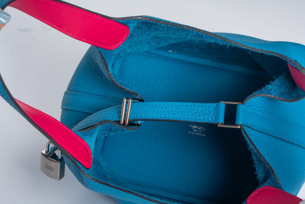Hermès Picotin Lock 18 Éclat Taurillon Clemence Blue with Palladium Hardware