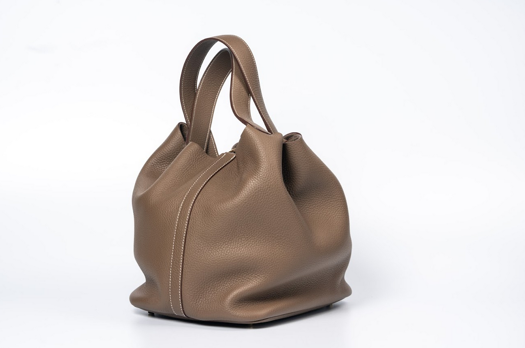 Hermès Picotin Lock 22 Clemence Leather Etoupe with Gold Hardware