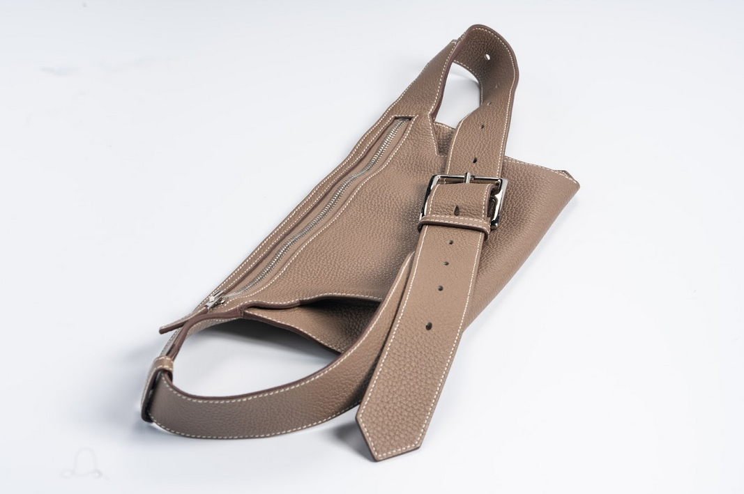 Hermès Ultra Plus Cross Taurillon Clemence Etoupe with Palladium Hardware