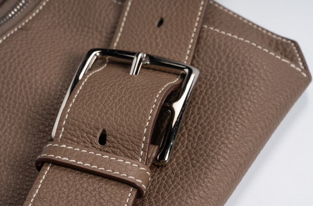 Hermès Ultra Plus Cross Taurillon Clemence Etoupe with Palladium Hardware