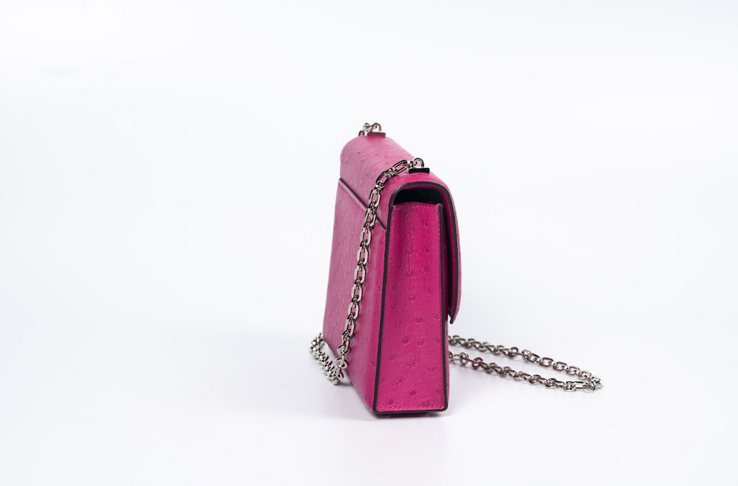 Hermès Verrou Ostrich Leather Rose Pink with Palladium Hardware